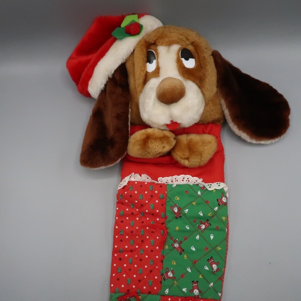 Plush Long Ear Dog Puppy Christmas Stocking Mithy Vintage 22" Patch
